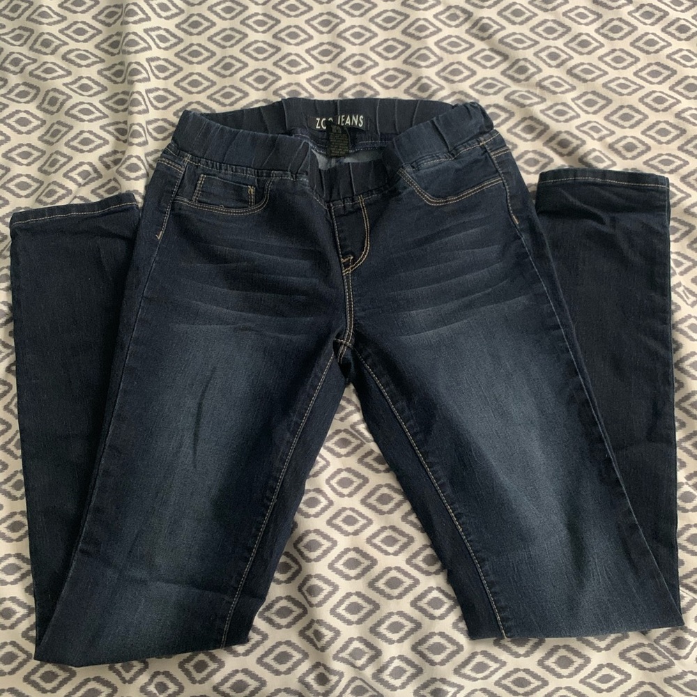 Elastic waste navy jeans